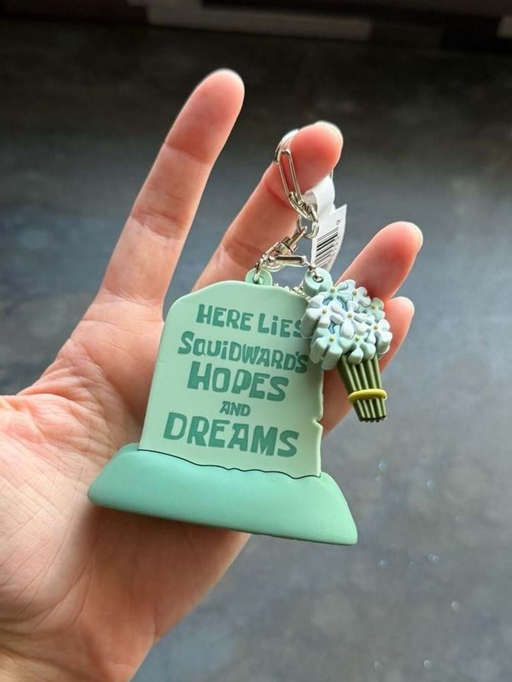 SpongeBob Squidward's Hopes and Dreams Gravestone Figural Bag Clip Keychain